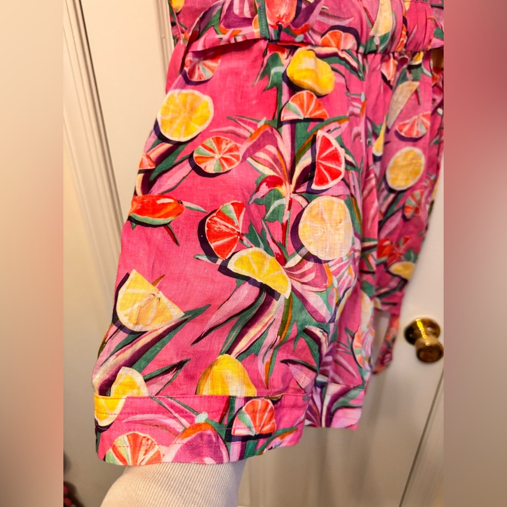 Scotch & Soda Women's Linen Romper, Pink Tropical Citrus Print, Size 36 (Size 6) - Picture 7 of 16